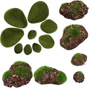 TINEASUR 14Pcs Artificial Moss Stones for Home Decoration Realistic Green Mossy Props for Garden Decor and Outdoor Fake Moss Landscaping