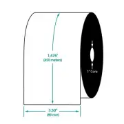 3.50" x 1476' TDW121 Premium Resin Enhanced Wax Barcode Ribbon for Zebra