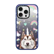 iPhone 16 Pro Impact Case MagSafe Compatible Husky red clear dog breed cell phone case for dog lover huskies unicorn rainbows