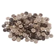 200pcs Sewing Button 15mm 4 Holes Wooden Round Craft Buttons, Brown