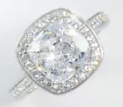 6 ct Majestic Cushion Ring Top CZ Sterling Silver S - 11
