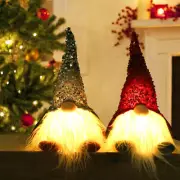 Lighted Christmas Gnome, 12" Handmade Sequins Hat Scandinavian Swedish Tomte