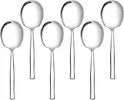 Minekkyes Stainless Steel Buffet Serving Spoon, 6 Pieces Large Table Spoon, Sliver