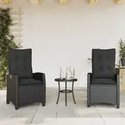 Reclining Garden Chairs 2 pcs with Cushions Poly Rattan vidaXL