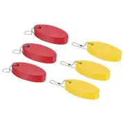 6pcs Floating Keychain Oval Key Chain Buoyant Keyrings for Boating, Red Yellow