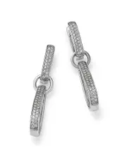 Bloomingdale's Fine Collection Diamond Double Row Drop Hoop Earrings in 14K White Gold, 1.00 ct. t. w.