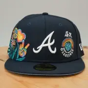 New Era Atlanta Braves Size 7 1/2 Groovy 4x World Champion Peace Sign Fitted Hat