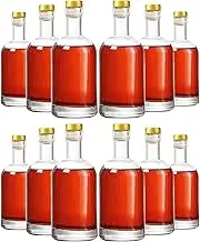 Kaachli Clear Glass Bottles 12 oz - 375ml [Pack of 12] for Wine Beverages Drinks Oil Vinegar Kombucha Beer Water Soda with Cork Stopper Airtight Lid