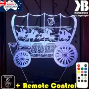 COWBOY WAGON WESTERN 3D LED Night Light 7 Colour Change Room Lamp Battery USB
