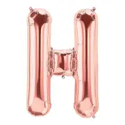 H Shaped Rose Gold Mylar Balloon 34In, Party Decor, 1 Piece