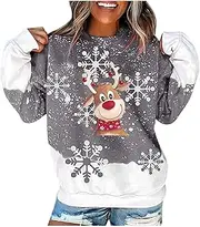 [DuBom] Drawstring Sweatshirt Hoodies Women Warm O-Neck Christmas Print Long Sleeve Pullover Fashion Blouse Sweatshirt Top Sweatshirts for Women Full Zip