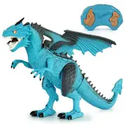 Remote Control Dinosaur LED Lighted Electric RC Toys Walking Roaring Smoke Spraying Realistic T Rex Fun Birthday Gifts for Boys Girls Age 3+