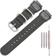 [XBHSW] Nylon Armband Kompatibel mit Casio W735H AQS810 AEQ110BW AE1200WH W800HG A158WA Heavy Duty Metall Ring Uhrenarmband 18mm Ersatz Drahtband