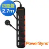 PowerSync 群加 3孔6開6插 滑蓋防塵防雷延長線2.7米TPS366DN0027