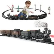 Classic Model Train Set with Steam and Sound Electric Train Set Toys for boy