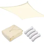 Sun Shade Sail 10x10Ft 97% UV Block Square Canopy Outdoor Patio Pool Rice White