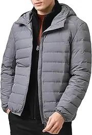 [JEShifangjiusu] Men's Puffer Jackets Waterproof Windproof Down Outerwear Lightweight Winter Zipper Coat with Pockets