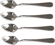 Chef Craft 21521-2PK-1 Set of 4 Stainless Steel Grapefruit Spoons, Serrated Edges, Silver