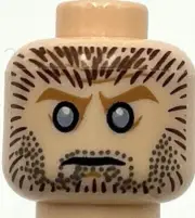 Lego New Light Nougat Minifigure Head Dual Sided HP Werewolf Fur with Pointed