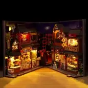 DIY Book Nook Insert Shelf Kits Wooden Miniature Building Kit Chinese Food Stree