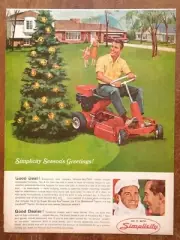 1966 Simplicity Wonder Boy 401 Riding Lawn Mower Art Illustration Vintage Ad