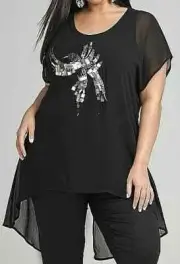 ts Taking Shape Tunic Size 16 Petite Romancing the Stone Sheer Style NWT