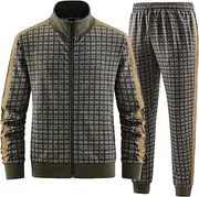 [ANOTWENER] Men's Track Suits 2 Piece Stand-up Collar Long Sleeve with Double Side Pockets Jacket and Sweatpants
