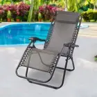 Sun Lounge Zero Gravity Chair Camping Outdoor Deck Beach Folding Recliner Beige
