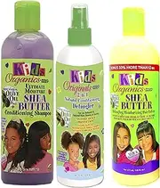 Africa's Best Kids Organics | Set of 3 | Ultimate Moisture Care Shampoo with Shea Butter | 2-in-1 Nourishing Detangling Spray | Detangling and Moisturising Hair Lotion
