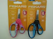 Set 2 Fiskars *Scissors* Comfort Grip Blunt-tip safety-edge Blade Blue & Pink
