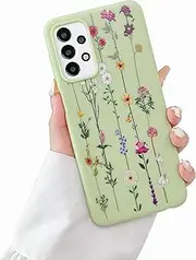[ZTOFERA] Floral Case for Samsung Galaxy A23 4G/5G,Cute Flower Pattern Case for Girls Women,Flexible Silicone Protective Slim Shockproof Bumper Phone Cover for Samsung Galaxy A23,Green