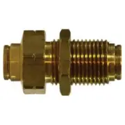 20129 Bulkhead Union, 1/2 in Push-In x 1/2 in Push-In, Brass
