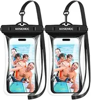 KOSENEC Waterproof Phone Case with Lanyard, Universal Waterproof Phone Pouch Floating[2 Pack], 2024 Phone Water Protector Pouch for Vacation Beach Pool Kayak Cruise Travel Essentials Accessories