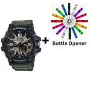 Casio G-Shock Black/Green Twin Sensor Mudmaster GG1000-1A3 GG-1000-1A3 Bottle Opener Bundle