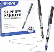 EYEYE Liquid Ink Rollerball Pens, 0.5mm Extra Fine Point Tip, 12 Pack (6 Black 6 Blue) Rollerball Pens Quick Drying, Rolling Pen Smooth Writing for Journaling, Note Taking, Office and School Supplies