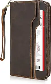 [POLARE ORIGINAL] Polare Full Grain Leather Family Travel Passport Wallet and Documents Organizer RFID Blocking Case Holder Fits 6 Passports