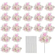 20 Sets Artificial Hydrangea Flower Heads with Stems for Bouquet,Soft Pink