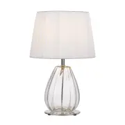 Vardo Table Lamp, Clear Glass, Chrome, Ivory