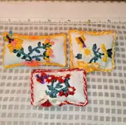 3 Hand Embroidered Throw Pillows /Shams 1:12 to 1:6 Scale Dollhouse OOK
