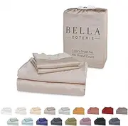Bella Coterie Luxury Bamboo Viscose Split King Size Sheet Set | 100% Organically Grown | Ultra Soft | Cooling for Hot Sleepers | 18" Deep Pocket [Dune]