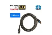 HDMI 2.0 High Speed Cable 3M Gold Plated Connectors Ethernet ARC HD 1080p 3D Cinema Plus 28AWG 4K 60Hz HDCP