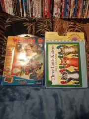 Whiz Kid pre K Spiderman learning system,and A read along three kittens lot.