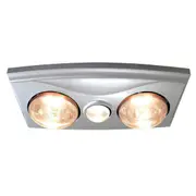 Thermalite 3 in 1 Bathroom Heater In Silver With 2 x275W Heat Lamps,Fans,Beacon Lighting