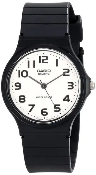 【神梭鐘錶】CASIO 卡西歐文青個性極簡考試黑色數字指針白面石英黑錶 型號：MQ-24-7B2LDF