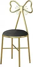 Dressing Table Chair, Girls Dressing Table Stool Creative Butterfly Tie Backrest Chair Girl Bedroom Dressing Table Makeup Stool PU Leather Chair/Velvet(Dark Grey,Velvet)