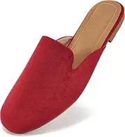 [Ecetana] Mules for Women Flats Shoes: Comfortable Slip On Casual Work Shoes Backless Slides Loafers Round Toe Womens Mules