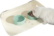Dog Food Mat, Kitten Feeding Placemat, Non Slip Bowl Placement Rug, Splash Proof Placemat for Dogs, Cats Households Use, 17.72x11.81 Inches, Yellow, Apricot