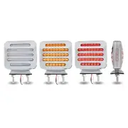 Flatline Double Face Square LED Lights - Amber/Red LED - Clear Lens