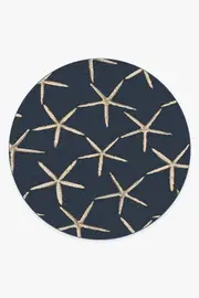 245' Round | Machine Washable Runner Rug | Kid & Pet Friendly | Indoor Rug | Starfish Navy Rug | Ruggable