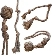 Pure Natural Hemp Rope Dog Toys, Aggressive Chewers, Indestructible, Unbreakable, Sturdy and Chemical Free Toys, Tug of War Pull Rope-Set of 2